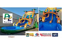 23FT tall Tiki Plunge Double Lane Slide with Deep Pool